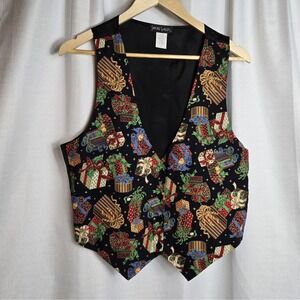 Vtg‎ 80s 90s Smoke Valley Christmas Holiday Presents Vest L XL Ugly Sweater